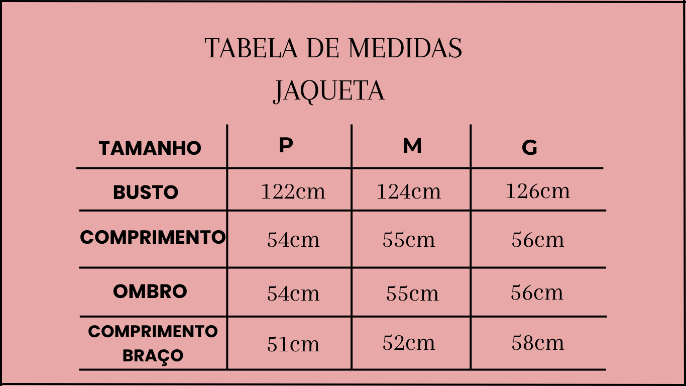 TABELA JAQUETA